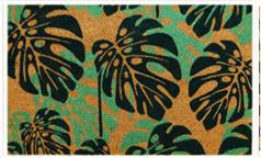 Coir Doormat - ECO- FRIENDLY PVC COIR DOOR MAT (75 x 45 x 1.5 cm) Abstract Leaf Design Green Color - 18 x 30 inch (45 x 75 cm)