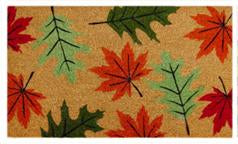 Coir Doormat - ECO- FRIENDLY PVC COIR DOOR MAT (75 x 45 x 1.5 cm) Abstract Leaf Design Multi Color - 18 x 30 inch (45 x 75 cm)