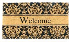 Coir Doormat - ECO- FRIENDLY PVC COIR DOOR MAT (75 x 45 x 1.5 cm) Abstract Ornamental Design Black Color - 18 x 30 inch (45 x 75 cm)