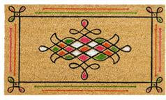 Coir Doormat - ECO- FRIENDLY PVC COIR DOOR MAT (75 x 45 x 1.5 cm) Abstract Shape Design Multi Color - 18 x 30 inch (45 x 75 cm)