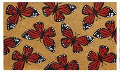 Coir Doormat - ECO- FRIENDLY PVC COIR DOOR MAT (75 x 45 x 1.5 cm) Butterfly Design Red and Black Color - 18 x 30 inch (45 x 75 cm)