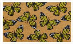 Coir Doormat - ECO- FRIENDLY PVC COIR DOOR MAT (75 x 45 x 1.5 cm) Butterfly Design Yellow and Black Color - 18 x 30 inch (45 x 75 cm)