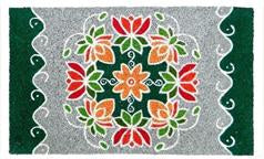 Coir Doormat - ECO- FRIENDLY PVC COIR DOOR MAT (75 x 45 x 1.5 cm) Flower Design Green Colour - 18 x 30 inch (45 x 75 cm)