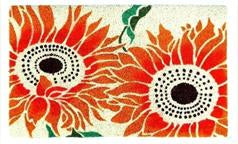 Coir Doormat - ECO- FRIENDLY PVC COIR DOOR MAT (75 x 45 x 1.5 cm) Flower Design Orange Color - 18 x 30 inch (45 x 75 cm)