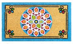 Coir Doormat - ECO- FRIENDLY PVC COIR DOOR MAT (75 x 45 x 1.5 cm) Ornamental Design Multi Color - 18 x 30 inch (45 x 75 cm)
