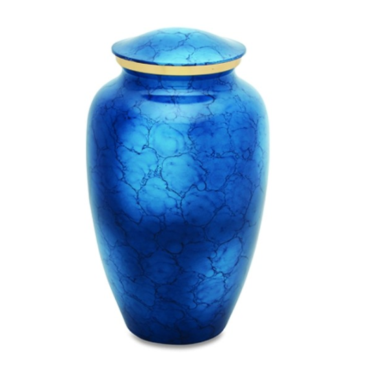 Blue Fire Painted Cremation Urn - Adult