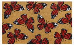 Coir Doormat - ECO- FRIENDLY PVC COIR DOOR MAT (75 x 45 x 1.5 cm)  Butterfly Design  Red and Black Color - 18 x 30 inch (45 x 75 cm)