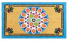 Coir Doormat - ECO- FRIENDLY PVC COIR DOOR MAT (75 x 45 x 1.5 cm)  Ornamental Design  Multi Color - 18 x 30 inch (45 x 75 cm)